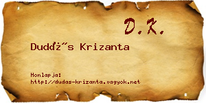 Dudás Krizanta névjegykártya